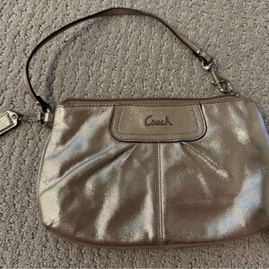 Coach Gold Clutch with Pleated Design